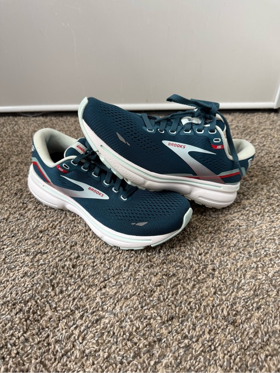 Brooks Shoes - Brooks ghost 15  Women's Running Shoes - Teal with White and Red Accents
